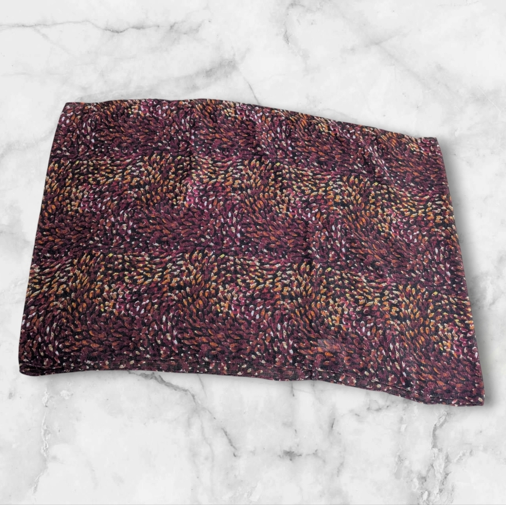 J. Jill Brown Burgundy Orange Warm Autumn Fall Tone Pattern Infinity Scarf *GUC